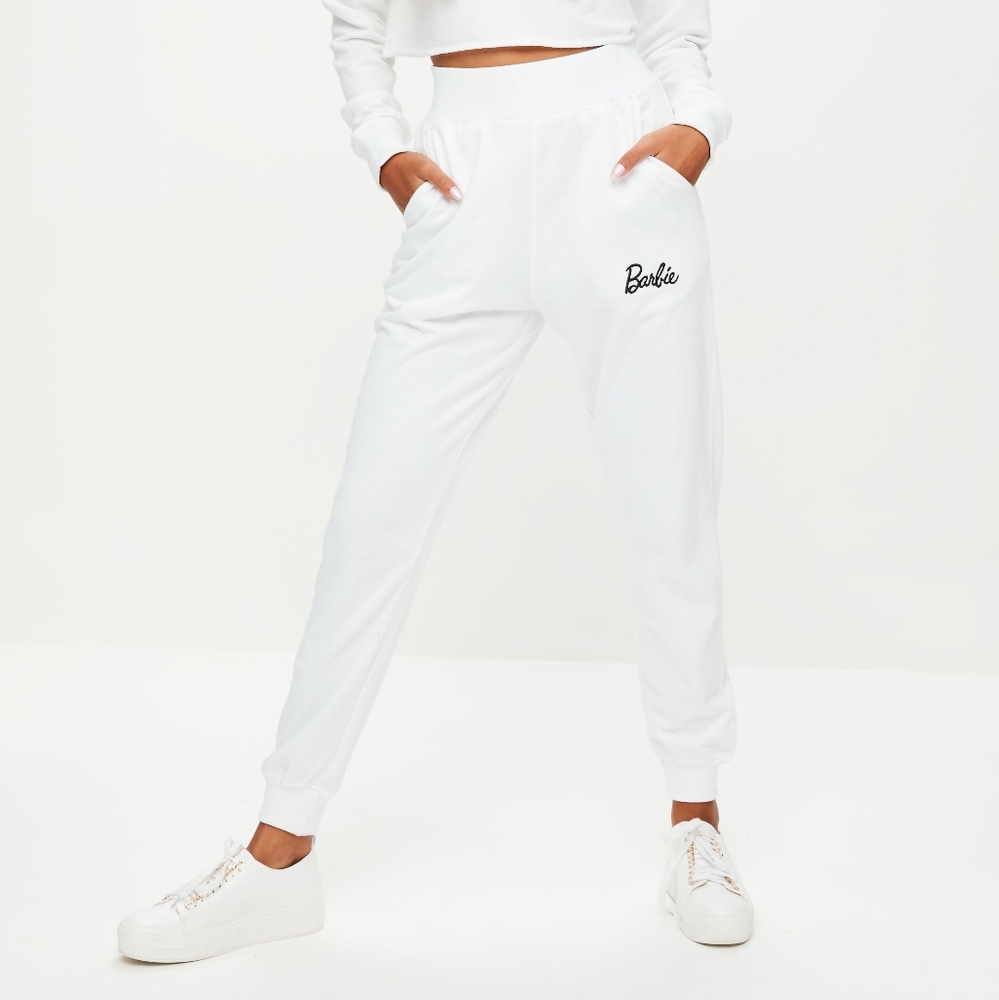 Barbie x Missguided plain white joggers